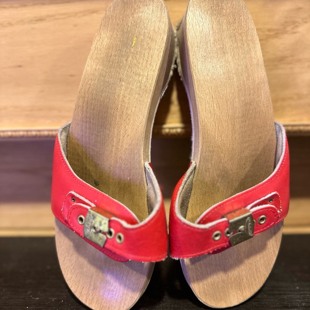 Dr. Scholl’s Exercise Sandals in rare red leather